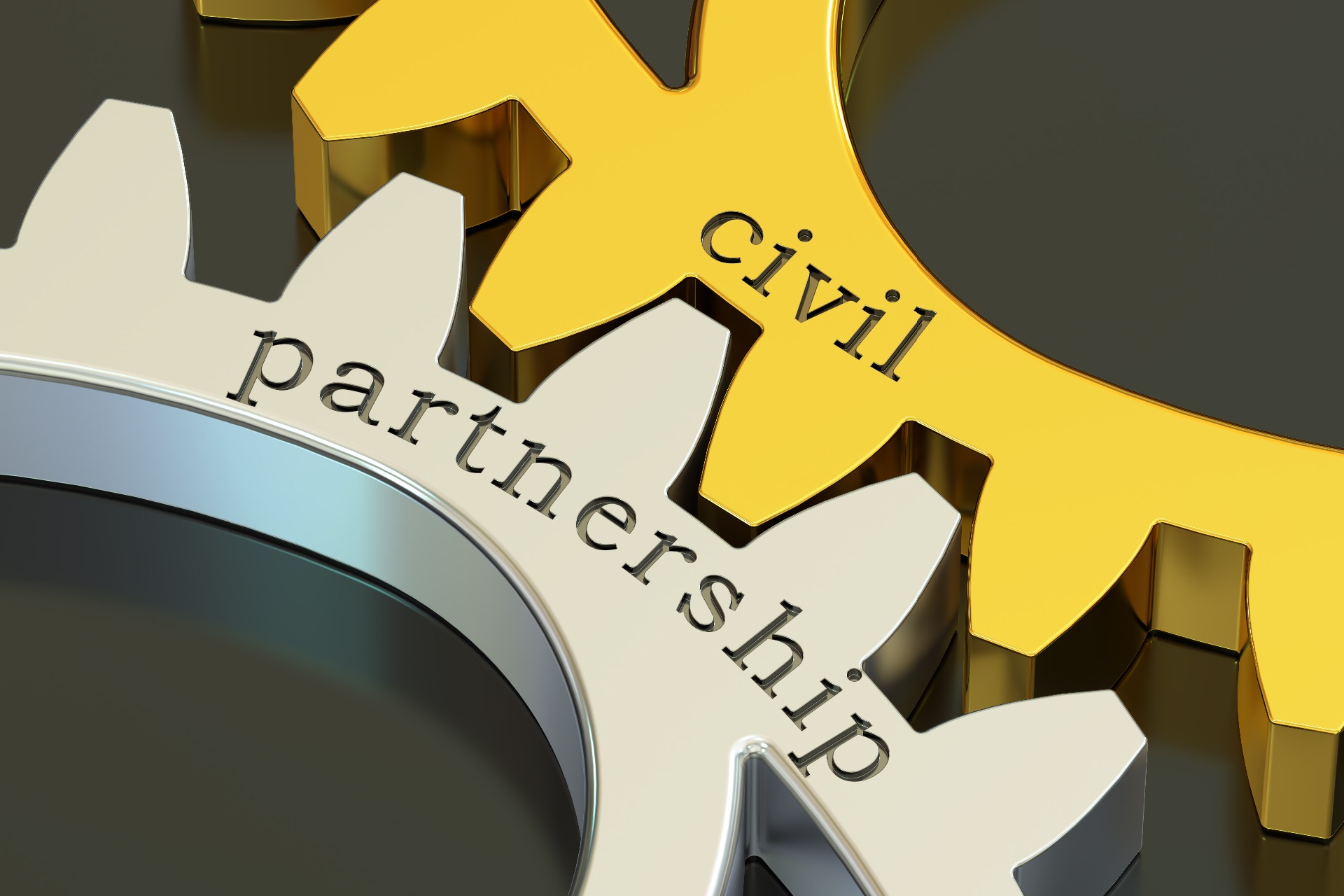 Two intertwined cogs; one saying Civil, the other saying Partnership.