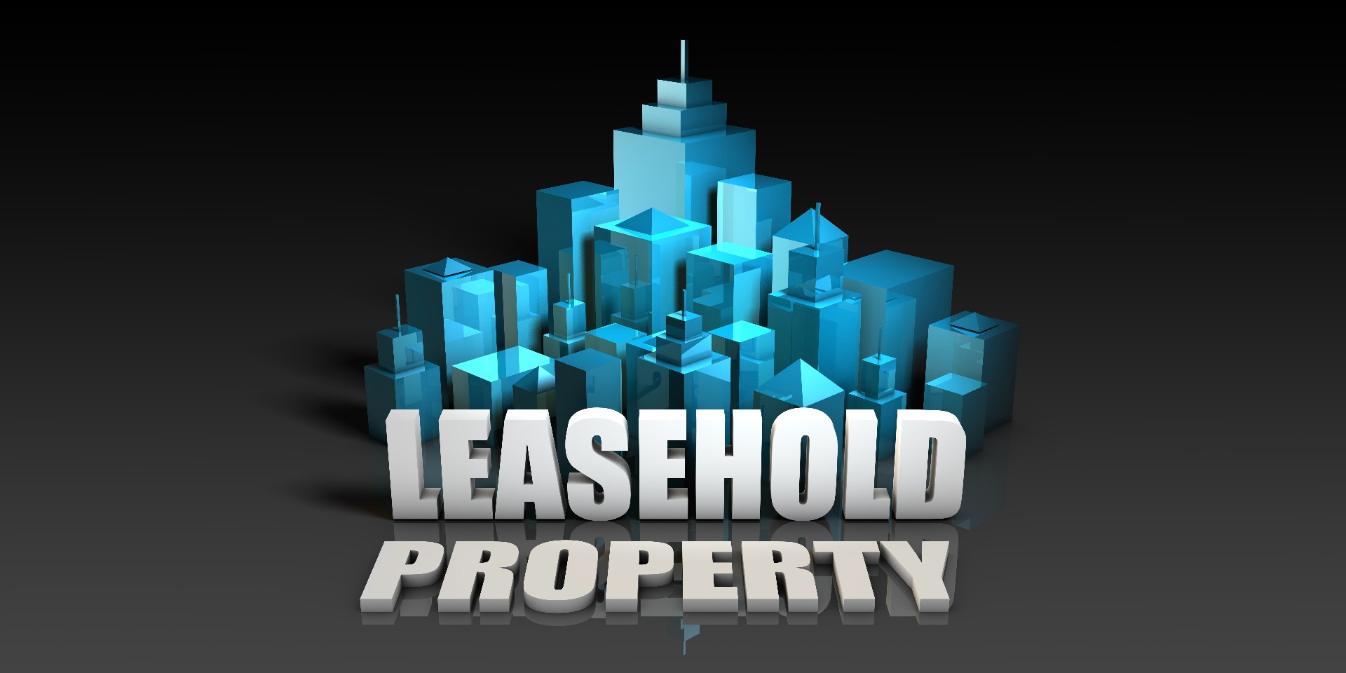A number of commercial and leasehold properties with 'Leasehold Property' in lettering in front of them.