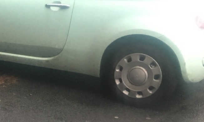 A tyre on a Fiat 500.
